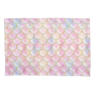 Pastel Iridescent Mermaid Scales Pattern Pillowcase