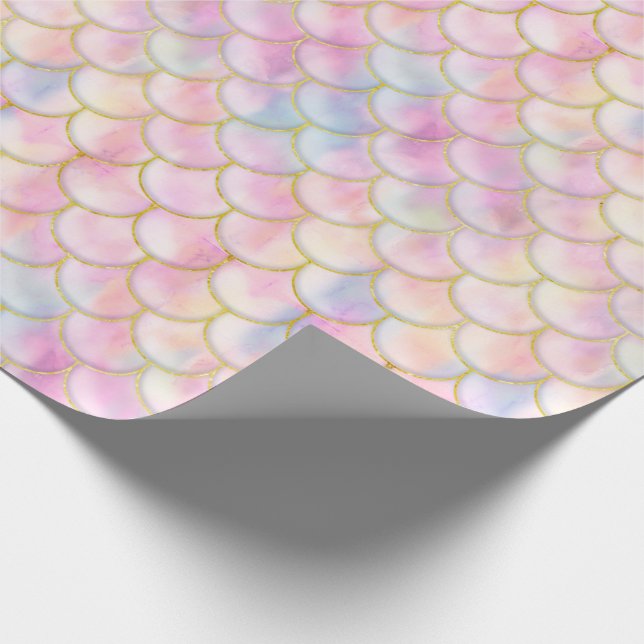 Pastel Iridescent Mermaid Scales Pattern Wrapping Paper (Corner)