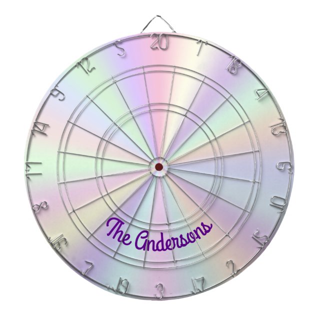 Pastel Iridescent Rainbow Radial Gradient Dartboard (Front)