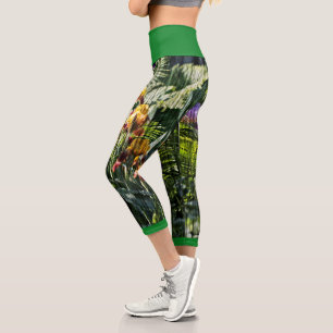 Pastel Iris Flowers Fern Stylised Nature Leggings