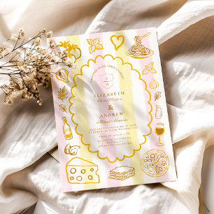 Pastel Italian Wedding Food Theme Invitation