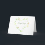 Pastel Ivy Heart Birthday Card for a Wife<br><div class="desc">This pastel ivy and roses heart is in shades of green and pink. This card is intended for a wife's birthday, but can be customised for a wedding or anniversary. It's easy to change the messages on the front and inside of the card with the templates I've provided. Please contact...</div>