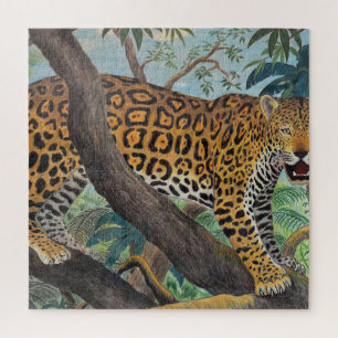 Pastel jaguar: jungle drawing. jigsaw puzzle