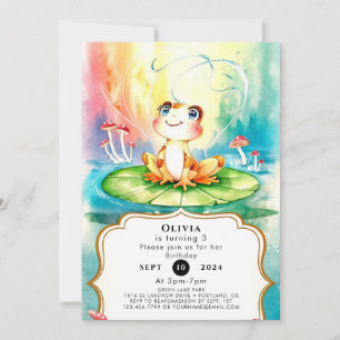 Pastel Joyful Frog Birthday Invitation