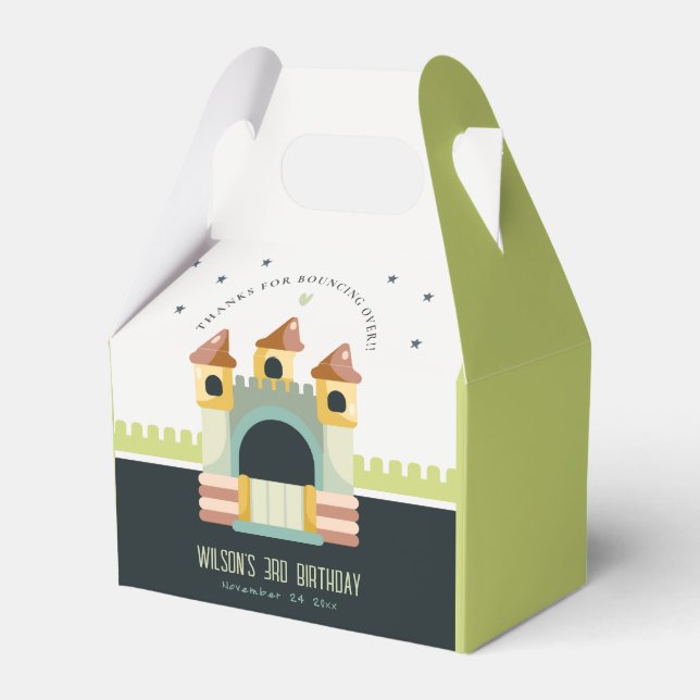 Pastel Jumping Castle Jump & Play Kids Birthday Favour Box (Front Side)