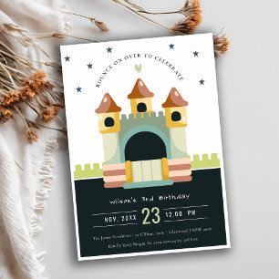 Pastel Jumping Castle Jump & Play Kids Birthday Invitation