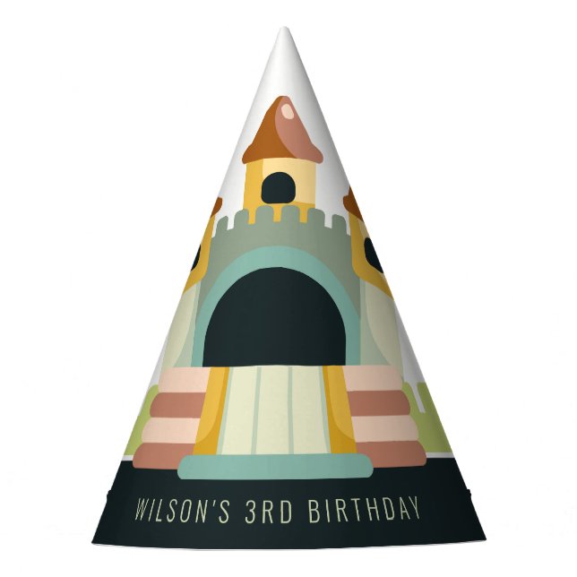 Pastel Jumping Castle Jump & Play Kids Birthday Party Hat (Front)