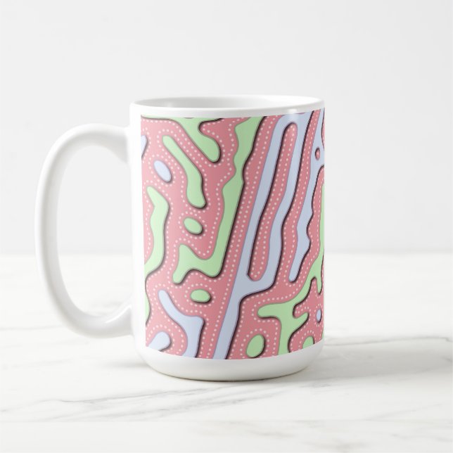 Pastel Kawaii Abstract Colourful Squiggle Design Coffee Mug (Left)