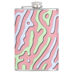 Pastel Kawaii Abstract Colourful Squiggle Design Hip Flask