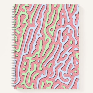 Pastel Kawaii Abstract Colourful Squiggle Design Notebook