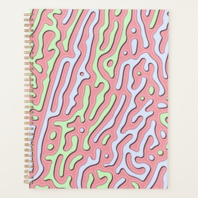 Pastel Kawaii Abstract Colourful Squiggle Design Planner (Front)