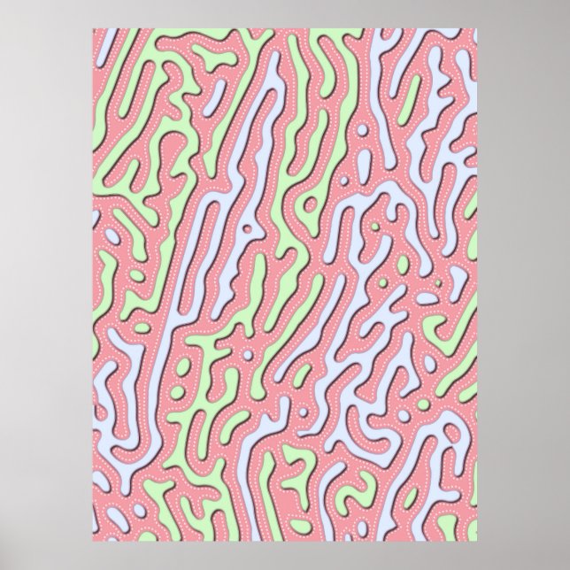 Pastel Kawaii Abstract Colourful Squiggle Design Poster (Front)