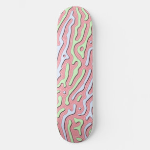 Pastel Kawaii Abstract Colourful Squiggle Design Skateboard