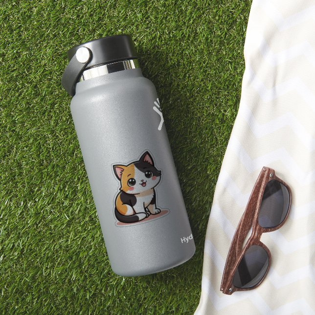 Pastel Kawaii Calico Cat Sticker Gift (HydroFlask Insitu)