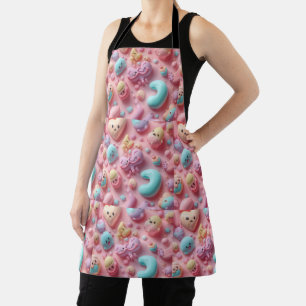 Pastel Kawaii Candy Character Art Apron
