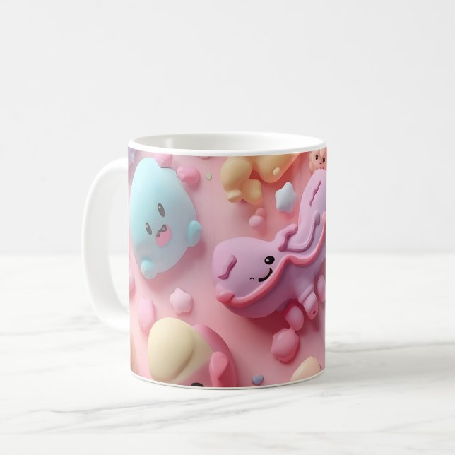 Pastel Kawaii Candy Character Art Coffee Mug (Front Left)