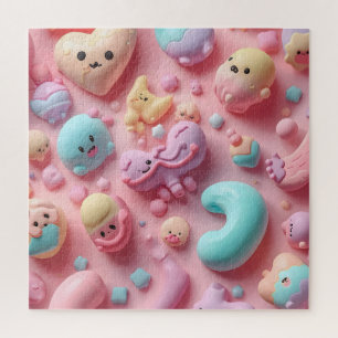 Pastel Kawaii Candy Character Art Jigsaw Puzzle
