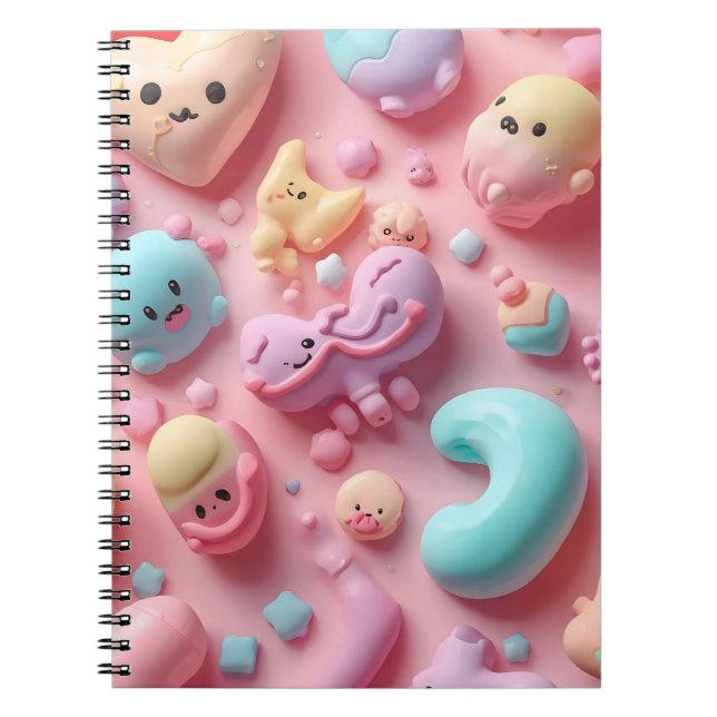 Pastel Kawaii Candy Character Art Notebook (Front)