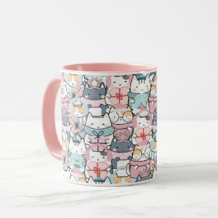 Pastel Kawaii Character Collage Mug