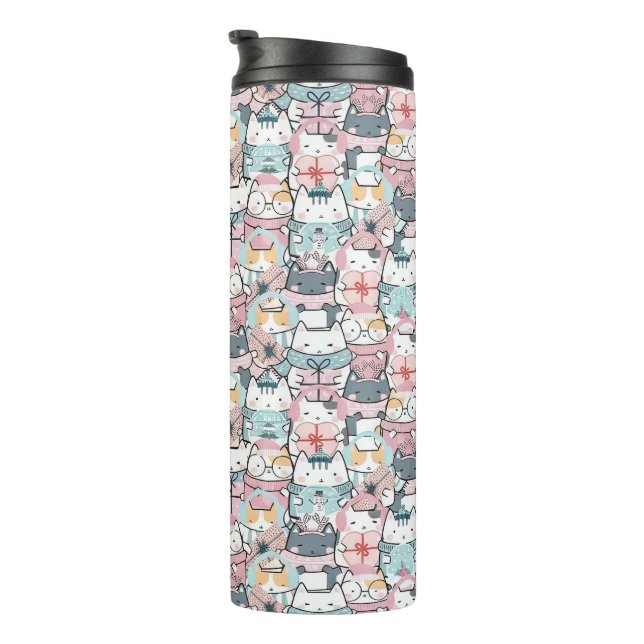Pastel Kawaii Character Collage Thermal Tumbler (Rotated Right)