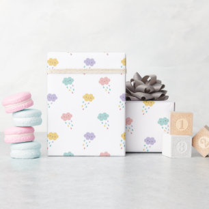 Pastel Kawaii Cloud Pattern Wrapping Paper Roll
