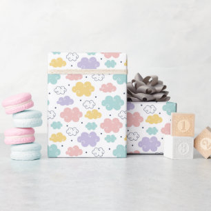 Pastel Kawaii Cloud Pattern Wrapping Paper Roll