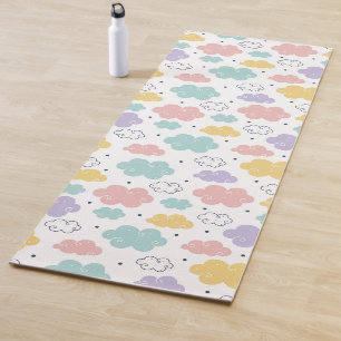 Pastel Kawaii Cloud Pattern Yoga Mat