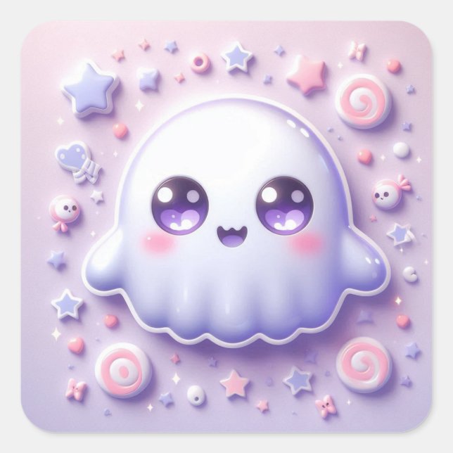 Pastel Kawaii Ghost Craft Sticker Halloween Cutie (Front)