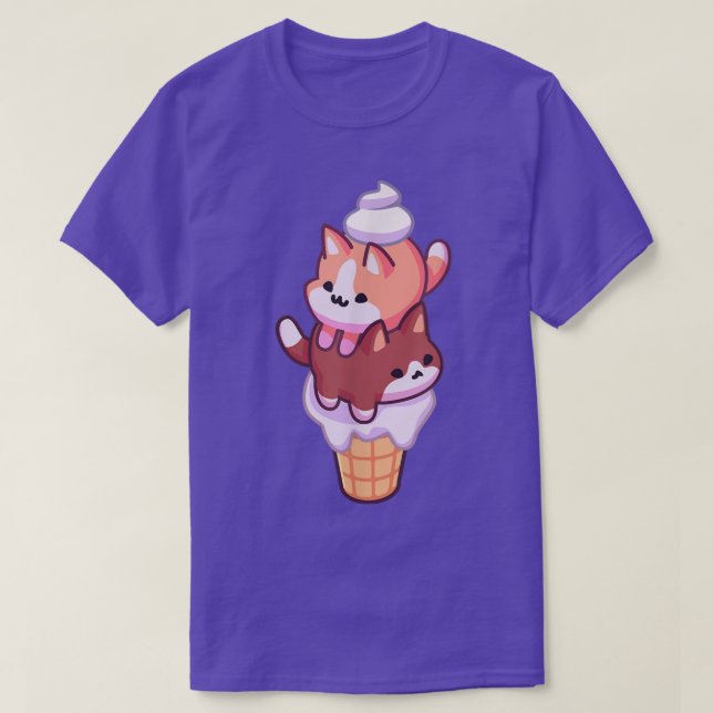 Pastel Kawaii Ice Cream Kittens  T-Shirt (Design Front)