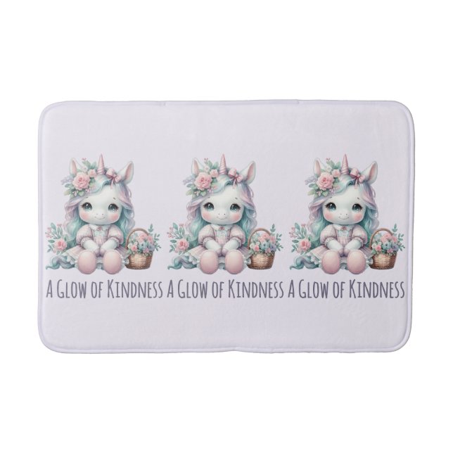 Pastel Kawaii Unicorn Doll with Flower Basket Bath Mat (Front)