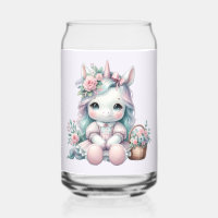 Pastel Kawaii Unicorn Doll with Flower Basket