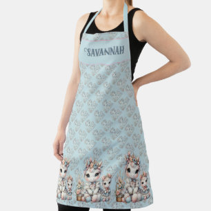 Pastel Kawaii Unicorn Mother Daughter Duo Blue Apron
