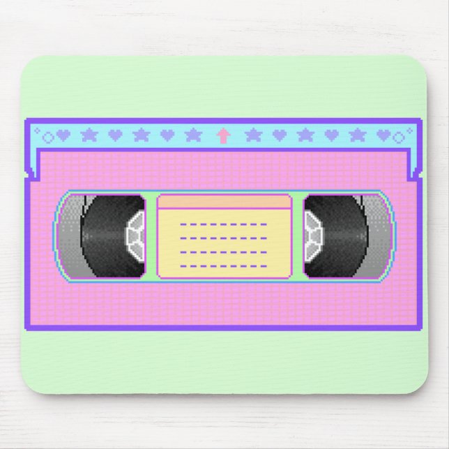 Pastel kawaii VHS vaporwave pixel art Mouse Mat (Front)