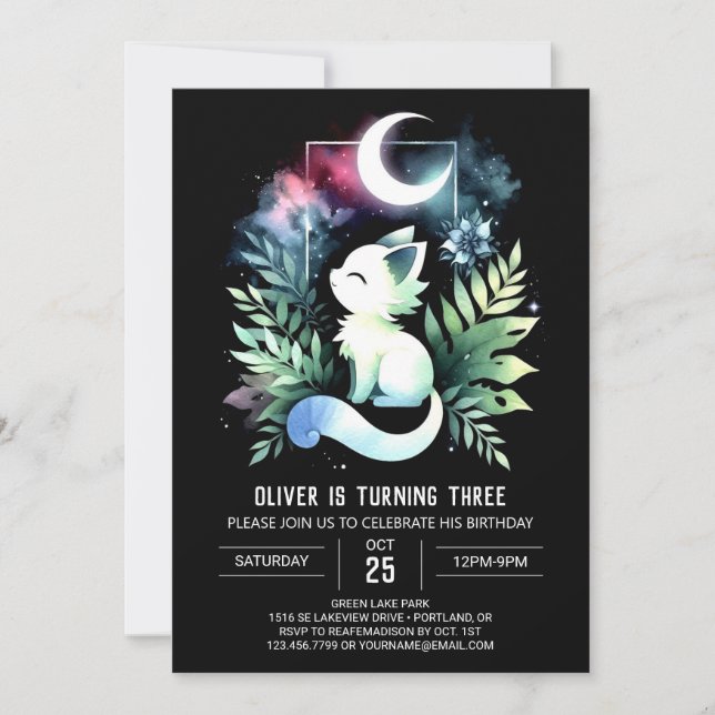 Pastel Kids Cat Birthday Invitation (Front)