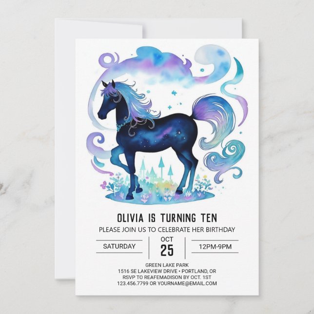 Pastel Kids Horse Birthday Invitation (Front)
