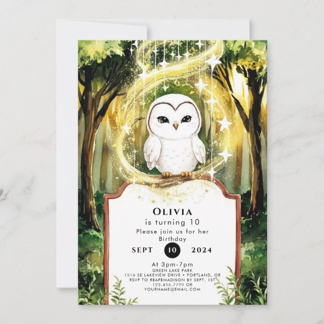 Pastel Kids' Owl Birthday Invitation (Front)