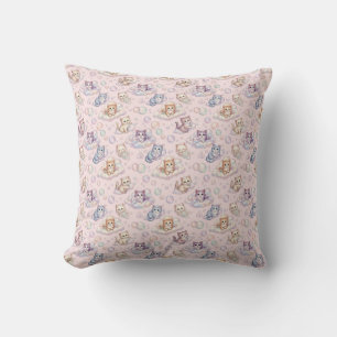 Pastel Kitten & Soap Bubble Seamlesst Cushion