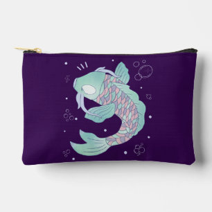 Pastel Koi Fish Whimsical Folk Art Underwater Accessory Pouch