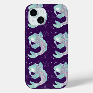 Pastel Koi Fish Whimsical Folk Art Underwater iPhone 15 Case