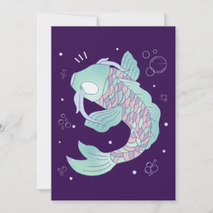Pastel Koi Fish Whimsical Folk Art Underwater Invitation