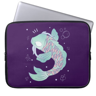 Pastel Koi Fish Whimsical Folk Art Underwater Laptop Sleeve