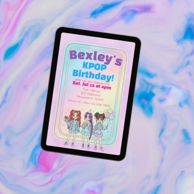 Pastel KPOP Girls Birthday Celebration Invitation (Creator Uploaded)