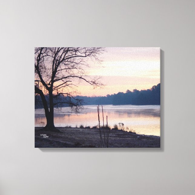Pastel lake sunrise Stretched Canvas Print (Front)