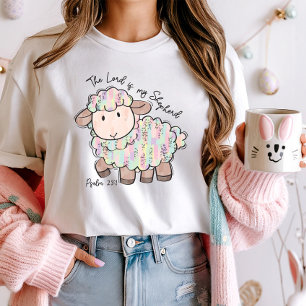 Pastel Lamb Easter, The Lord is My Shepherd T-Shirt