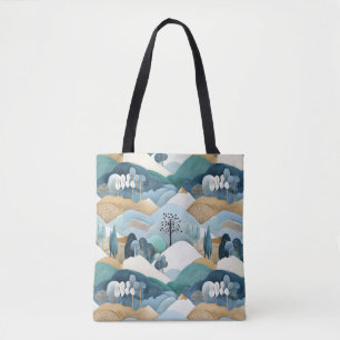 Pastel Landscape Pattern Tote Bag