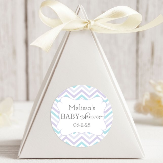 Pastel Lavender and Aqua Zig Zag Baby Classic Round Sticker (Creator Uploaded)