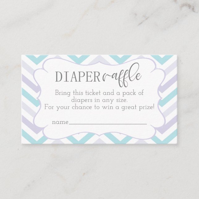Pastel Lavender and Aqua Zig Zag Baby Enclosure Card (Front)