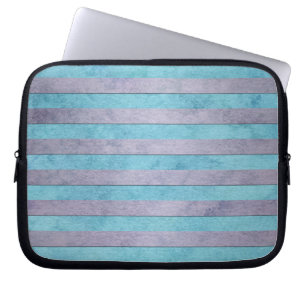 Pastel Lavender and Teal Blue Stripes Pattern Laptop Sleeve
