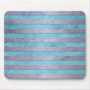 Pastel Lavender and Teal Blue Stripes Pattern Mouse Mat