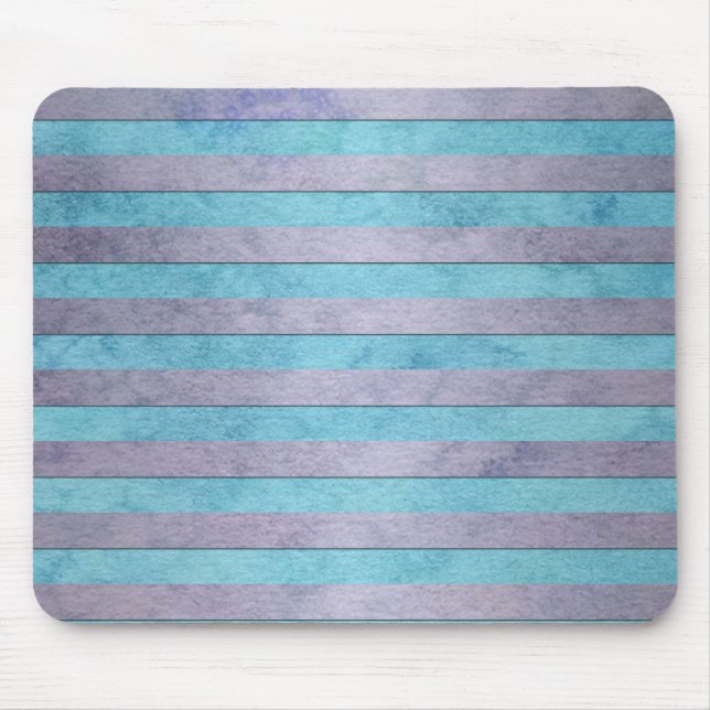 Pastel Lavender and Teal Blue Stripes Pattern Mouse Mat (Front)